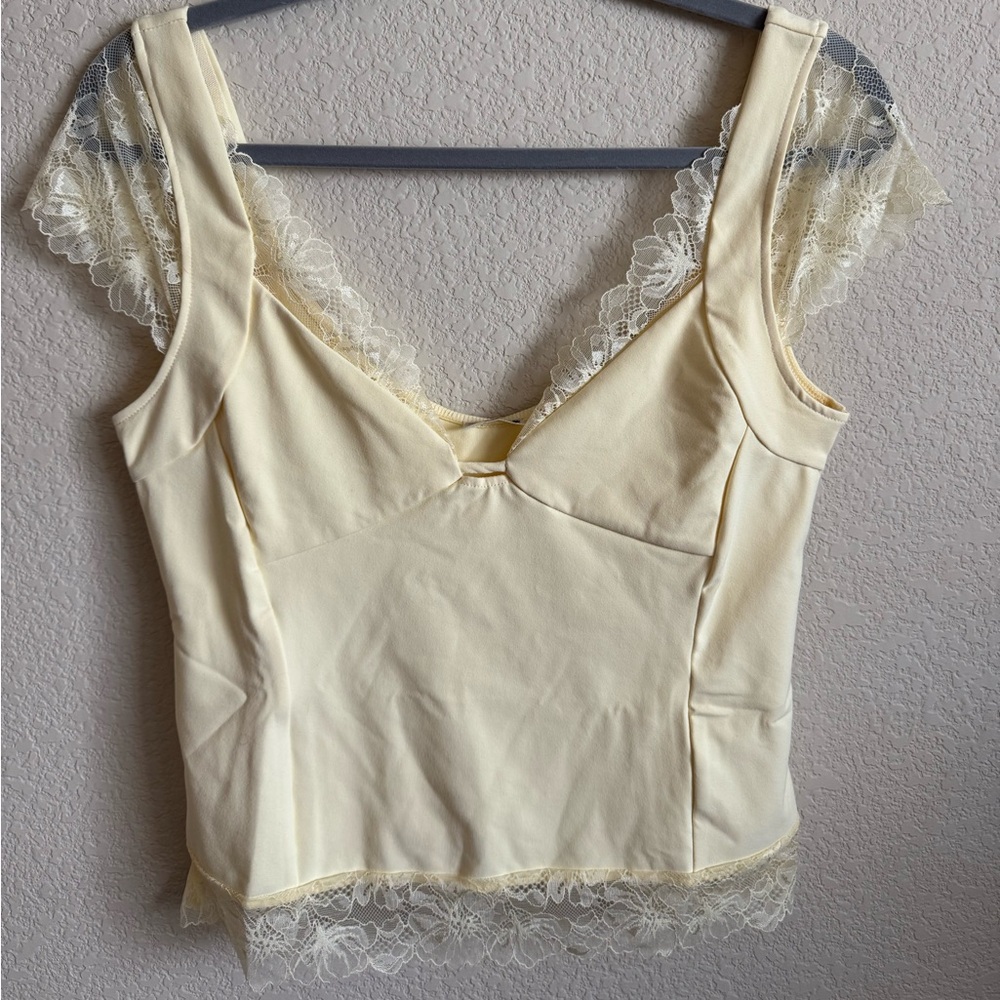 NWT Free People Intimately Yellow Lace tank